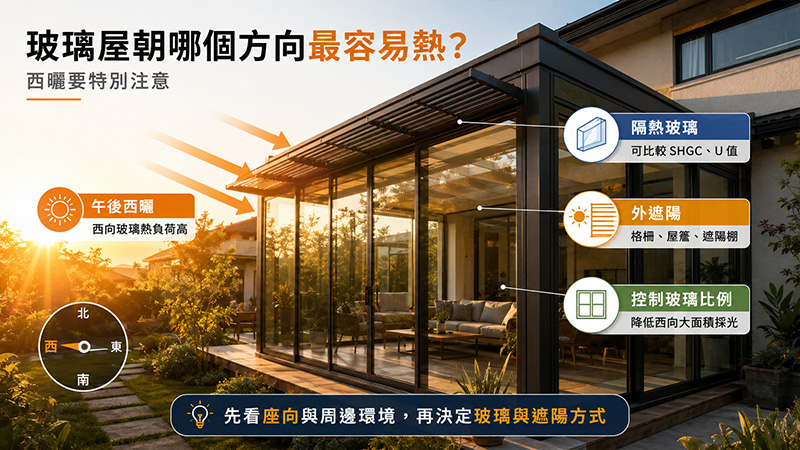 玻璃屋朝哪個方向最容易熱?西曬要特別注意